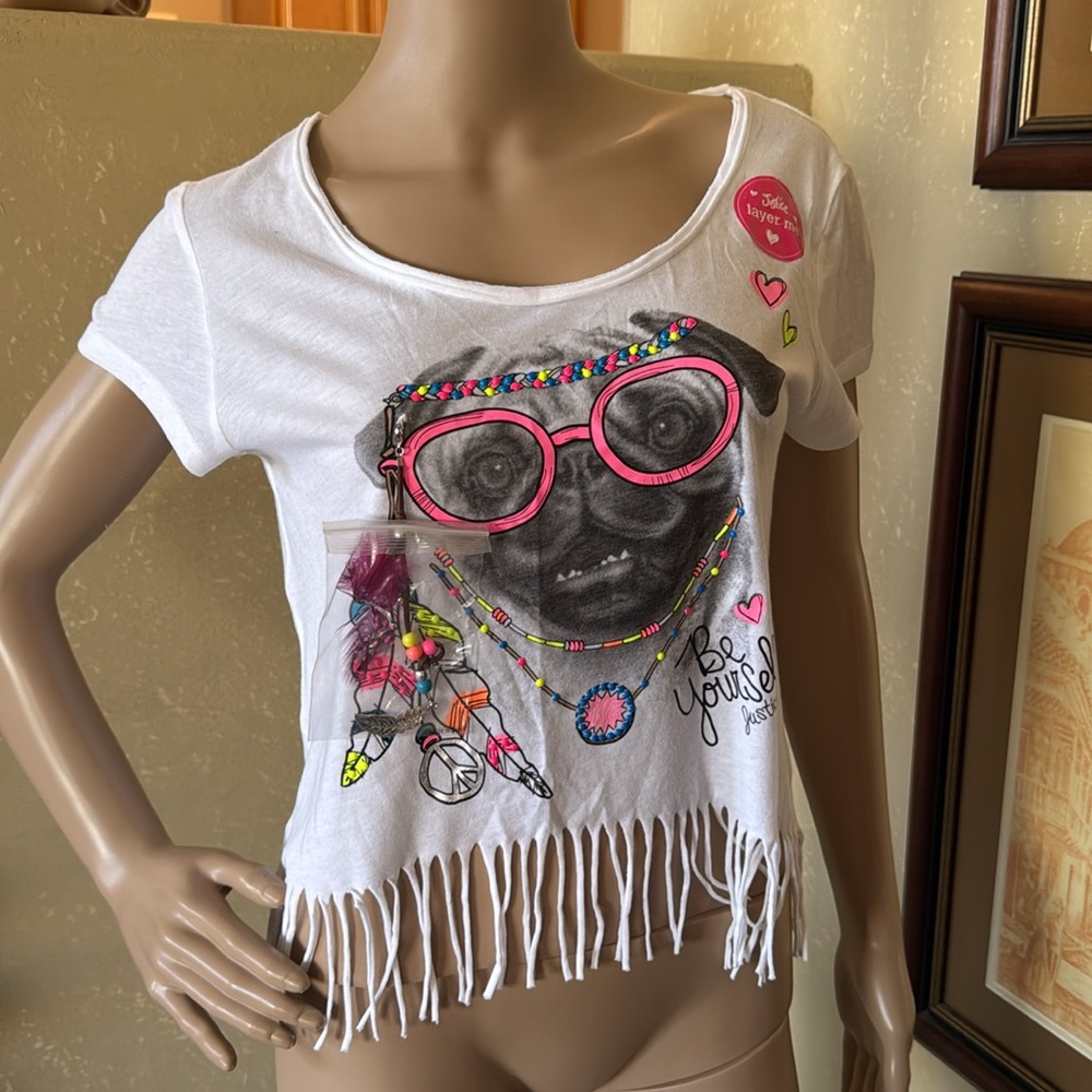 Justice Girls Summer Fringe Beaded Festival Top sz 18